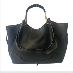 NWT Black Vegan Leather Tote Bag-‎ Satchel Carryon Handbag Office Work
